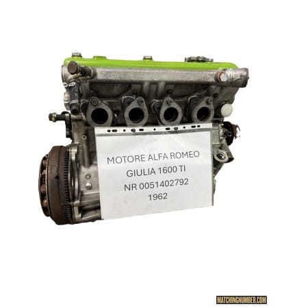 Motore Alfa Romeo Giulia 1600 TI 0051402792; anno 1962