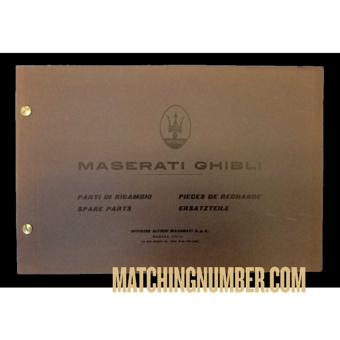 Original Maserati Ghibli Spare Parts Manual