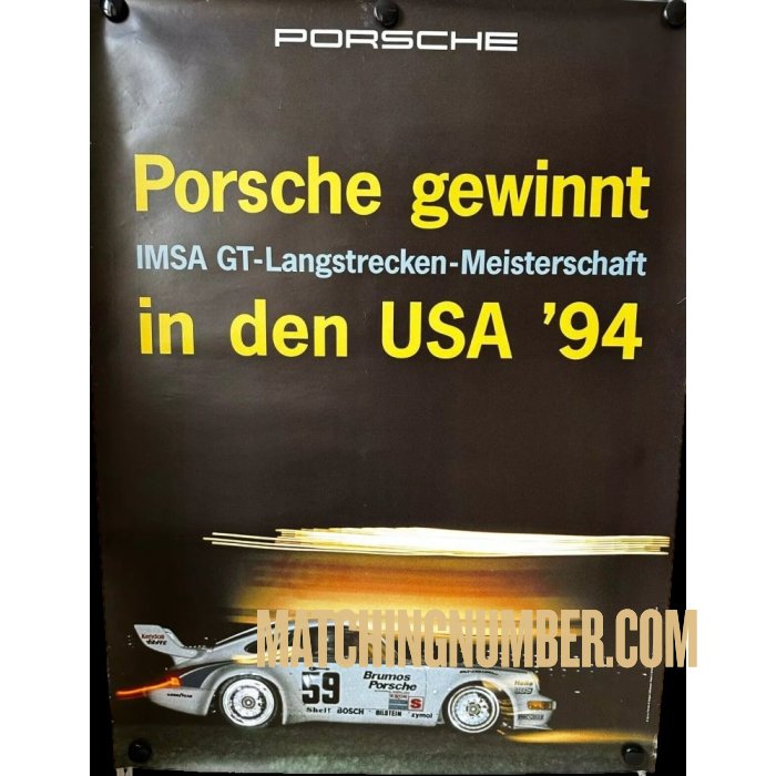 Original vintage poster of the Porsche Brumos winning the 1994 IMSA USA