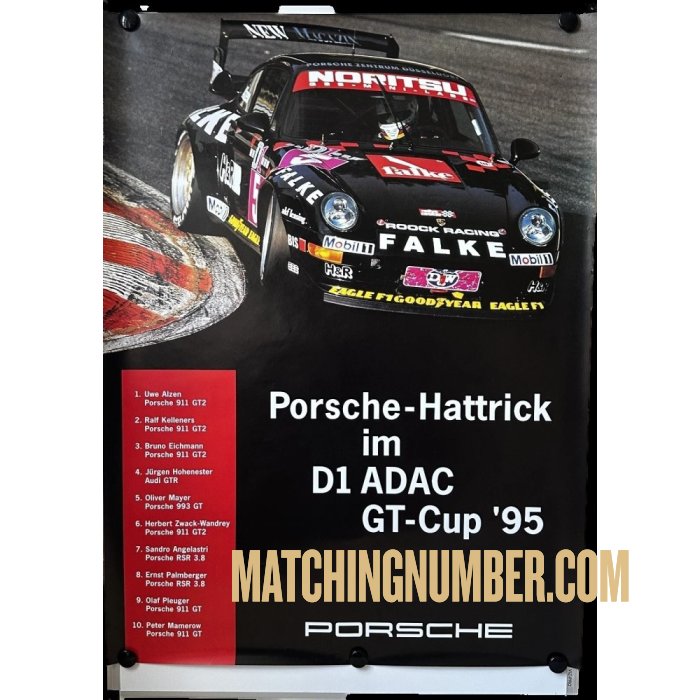 Original Porsche 964 911 ADAC GT Cup Hattrick 1995 poster