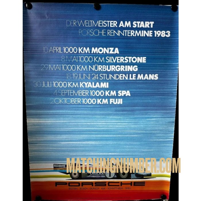 Original poster of the Porsche 956, the 1983 World Champion