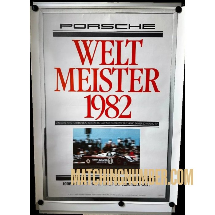 Vintage original Porsche World Champion poster of 1982 - Rare