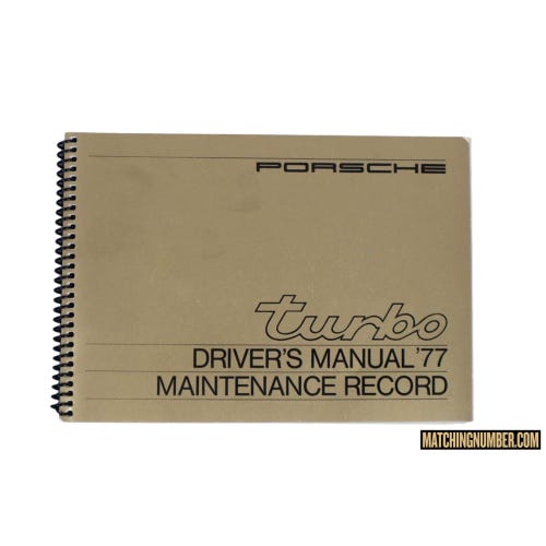 Porsche 930 Turbo 1977 Driver's Manual