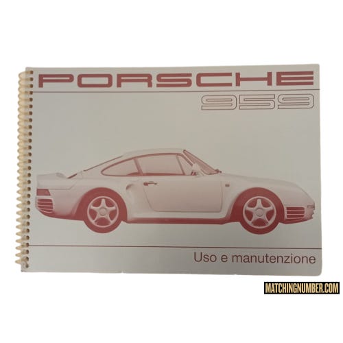 PORSCHE 959 - USE AND MAINTENANCE MANUAL
