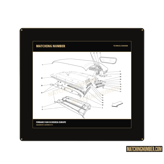 Guarnizione tetto posteriore destra Ferrari 66459800