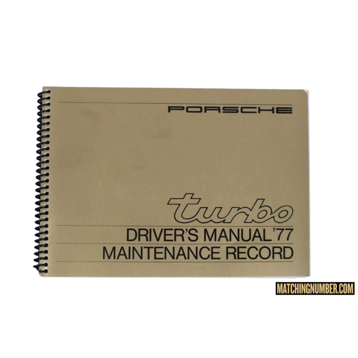 Porsche 930 Turbo Driver's Manual 1977