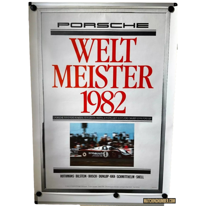 Poster vintage originale Porsche Welt Meister del 1982 - Raro
